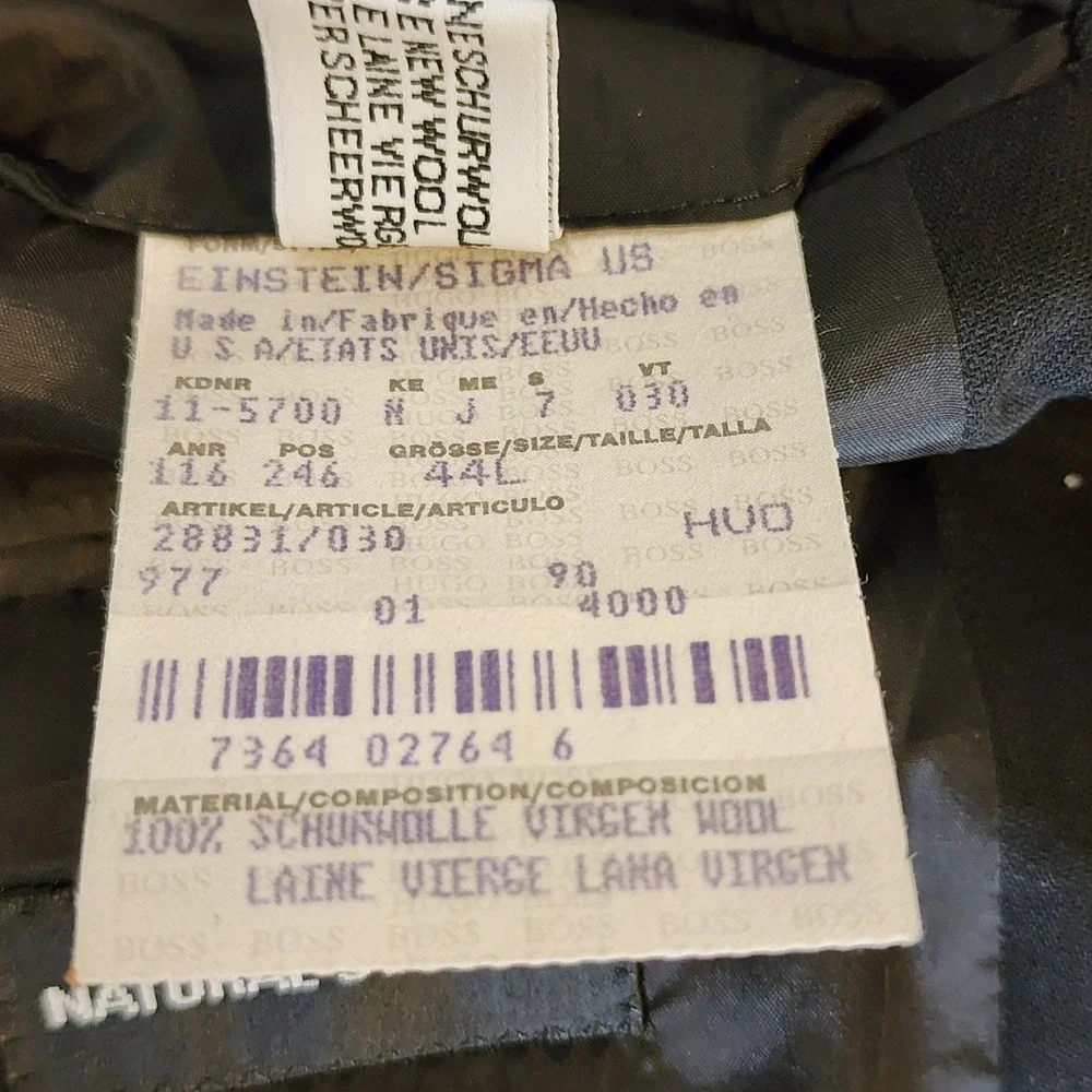 Hugo Boss Virgin Wool Blazer Mens 44L Black Made in USA Business Wedding Vintage